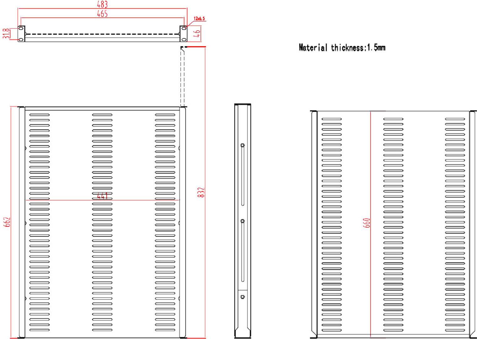 Renkforce RF-3429164 19 tommer 1 U Fastmontering Egnet til skabsdybde: fra 1000 mm Sort-3