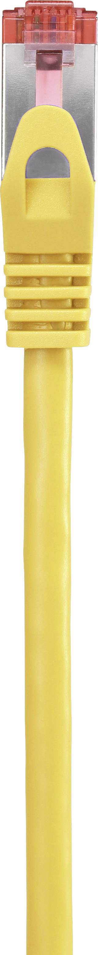 Et gult Ethernet-kabel med en transparent stik.