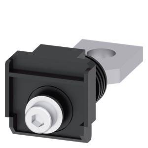 En sort elektrisk komponentblok med en fremstående cylinderformet stikforbindelse på forsiden.
