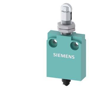 Industriel komponent fra Siemens, blå kabinetkrop med mekanisk aktuator øverst, typisk anvendelsesområde: automatisering.