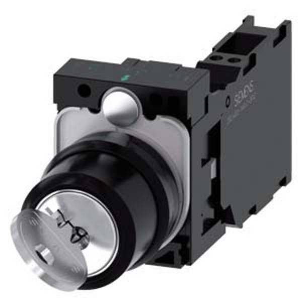 Siemens  3SU11004BF113FA0  3SU1100-4BF11-3FA0  Nøglekontakt      Afbryderpositioner 2      1 stk