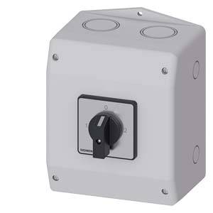En grå elektrisk kontakt med en sort drejeknap i position 0, monteret på et vægbeslag.