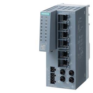 En grå elektronisk enhed fra Siemens med flere tilslutninger og LED'er på forsiden.