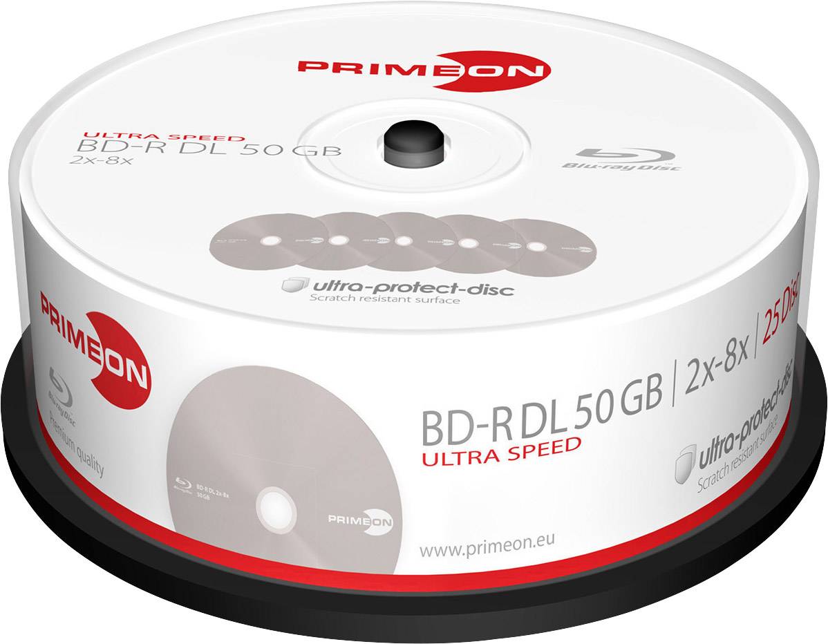 Primeon 2761318 Bluray BDR DL disc 50 GB 25 stk Spindel Antiridse