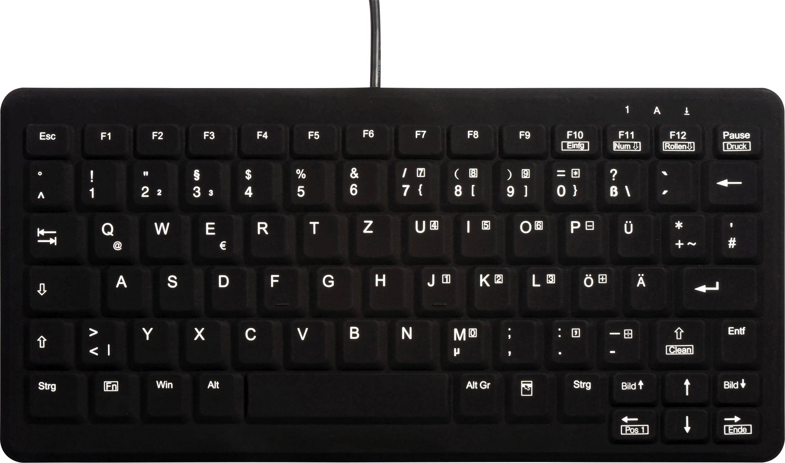 Contour Active Key AK-C4110F-U1-B/GE USB Hygiejne-tastatur Deutsch, QWERTZ Sort Silikonemembran, egnet til aftørringsdes-0