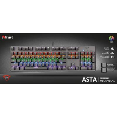 Trust GXT865 Asta Mechanical USB Gaming-tastatur Engelsk, QWERTY Sort Belyst