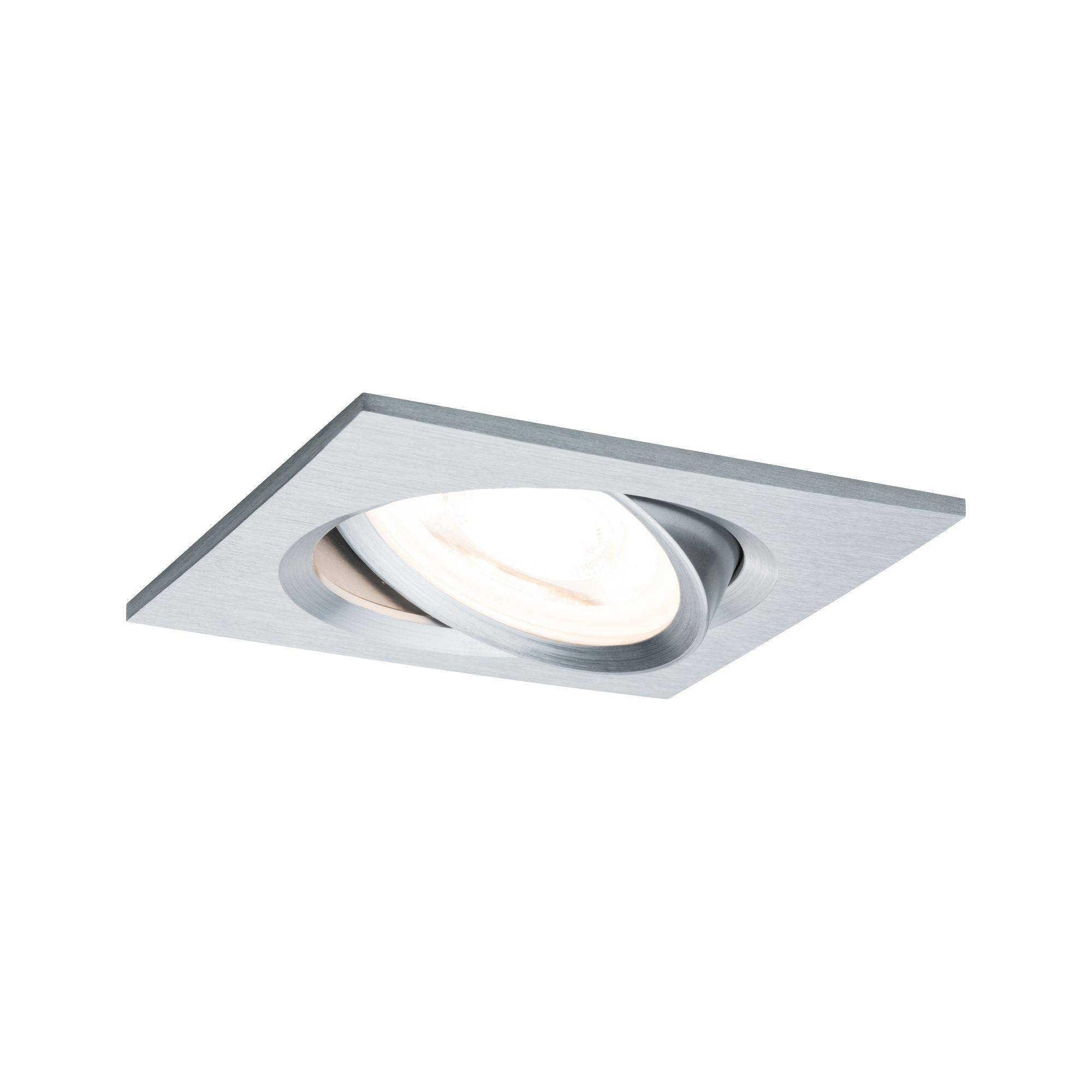 Firkantet indbygningslampe i metal med drejelig spot og moderne, minimalistisk design til stilfuld indendørsbelysning.