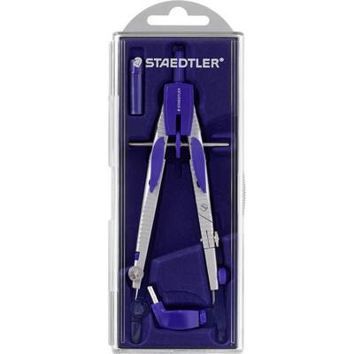 En højtydende passer fra Staedtler i en transparent plastboks, med reservedele og ekstra miner, velegnet til præcis tegning.