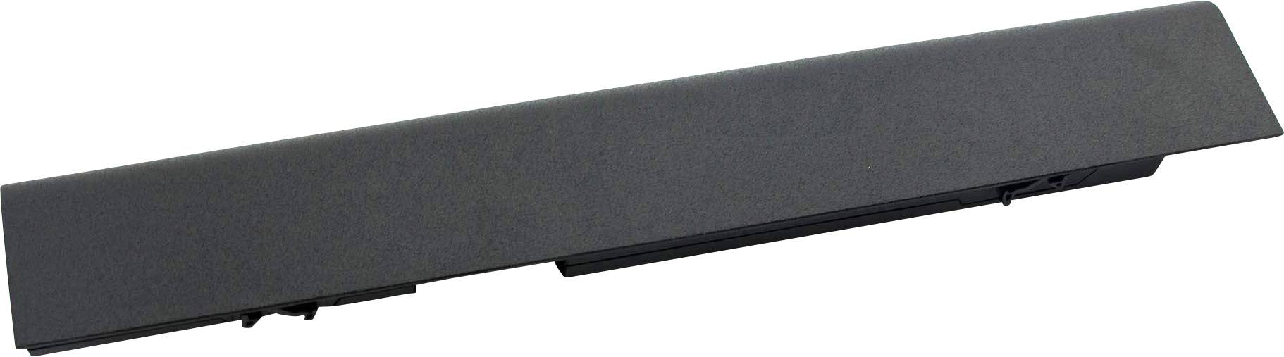 Sort bærbar computer batteri i rektangulær form.