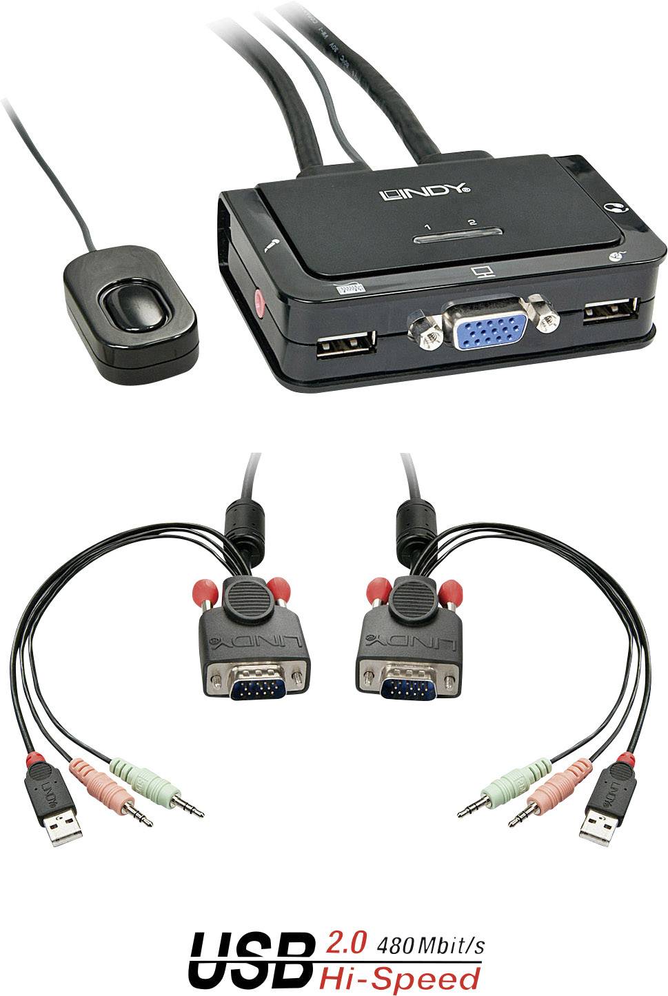 LINDY LINDY VGA KVM Switch 2 Port USB Audio 2 porte KVM-omskifter VGA
