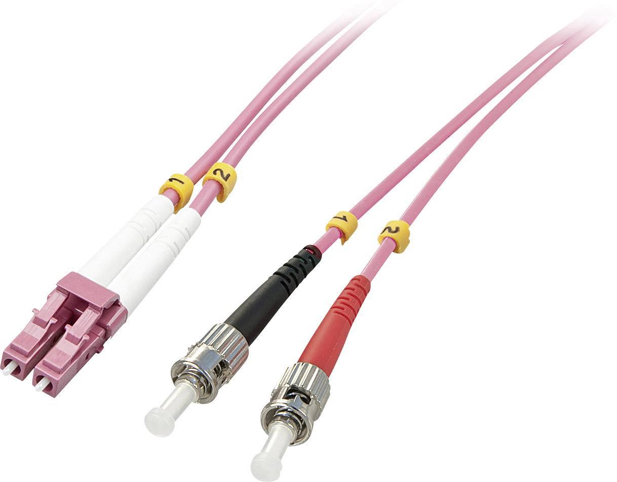 LINDY 46352 Glasfiber Lyslederkabel Tilslutningskabel 3.00 m Pink [1x LC-stik - 1x ST-stik] 50/125 µ Multimode OM4