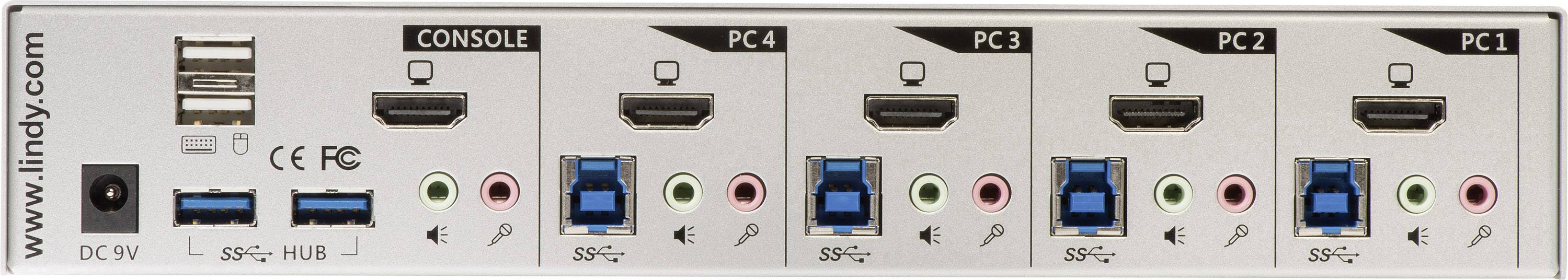 LINDY LINDY HDMI KVM Switch Pro Audio USB 3.0 4 porte KVM-omskifter