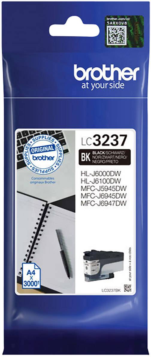 LC3237BK sort blækpatron i emballage, egnet til Brother-printere HL-J6000DW, HL-J6100DW, MFC-J5945DW, MFC-J6945DW, MFC-J6947DW.