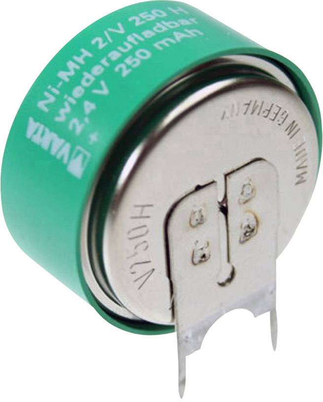 Grøn, cylindrisk Ni-MH batteri med 2,4 V og 250 mAh, genopladeligt; ideelt til elektroniske enheder.