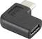 USB-C vinklet adapter, sort, til tilslutning af enheder i trange rum. Ideel til pladssparende installationer.