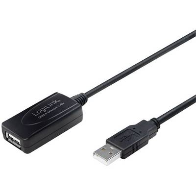 Sort USB-forlængerkabel med USB Type-A-stik på højre side og USB-bøsning på venstre side.