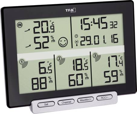 TFA Dostmann Multi-Sens Trådløst termo-/hygrometer Sort 30.3057.01