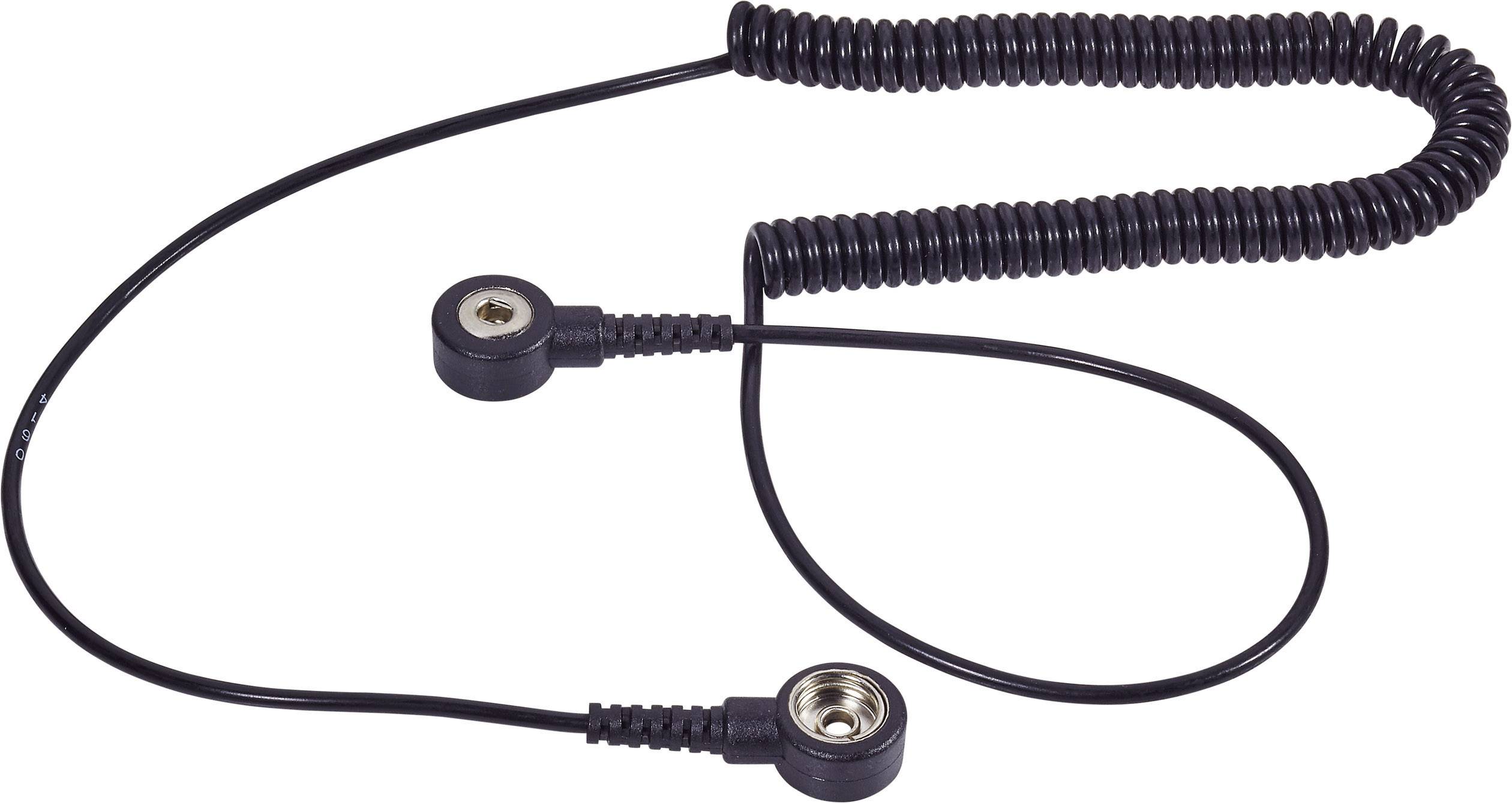 Et sort, spiralformet kabel med to magnetiske stik i enderne, sandsynligvis til tilslutning af elektroniske enheder.