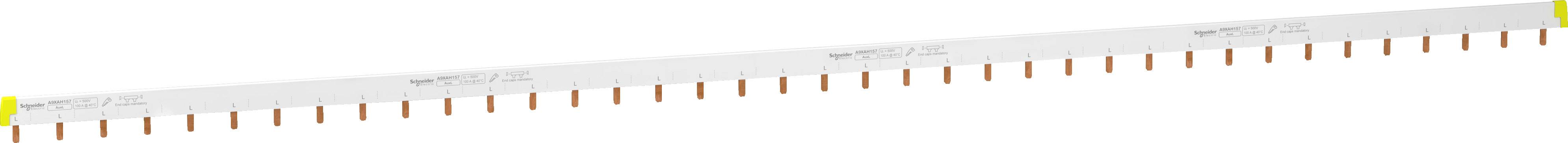 Hvid LED-stribe med 24 gule LED'er jævnt fordelt på en hvid baggrund, egnet til belysning eller dekoration.