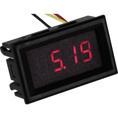 Et digitalt display viser tallet 5,19 i rødt, sandsynligvis et spændingsmåleinstrument. Tilsluttede kabler indikerer en teknisk anvendelse.
