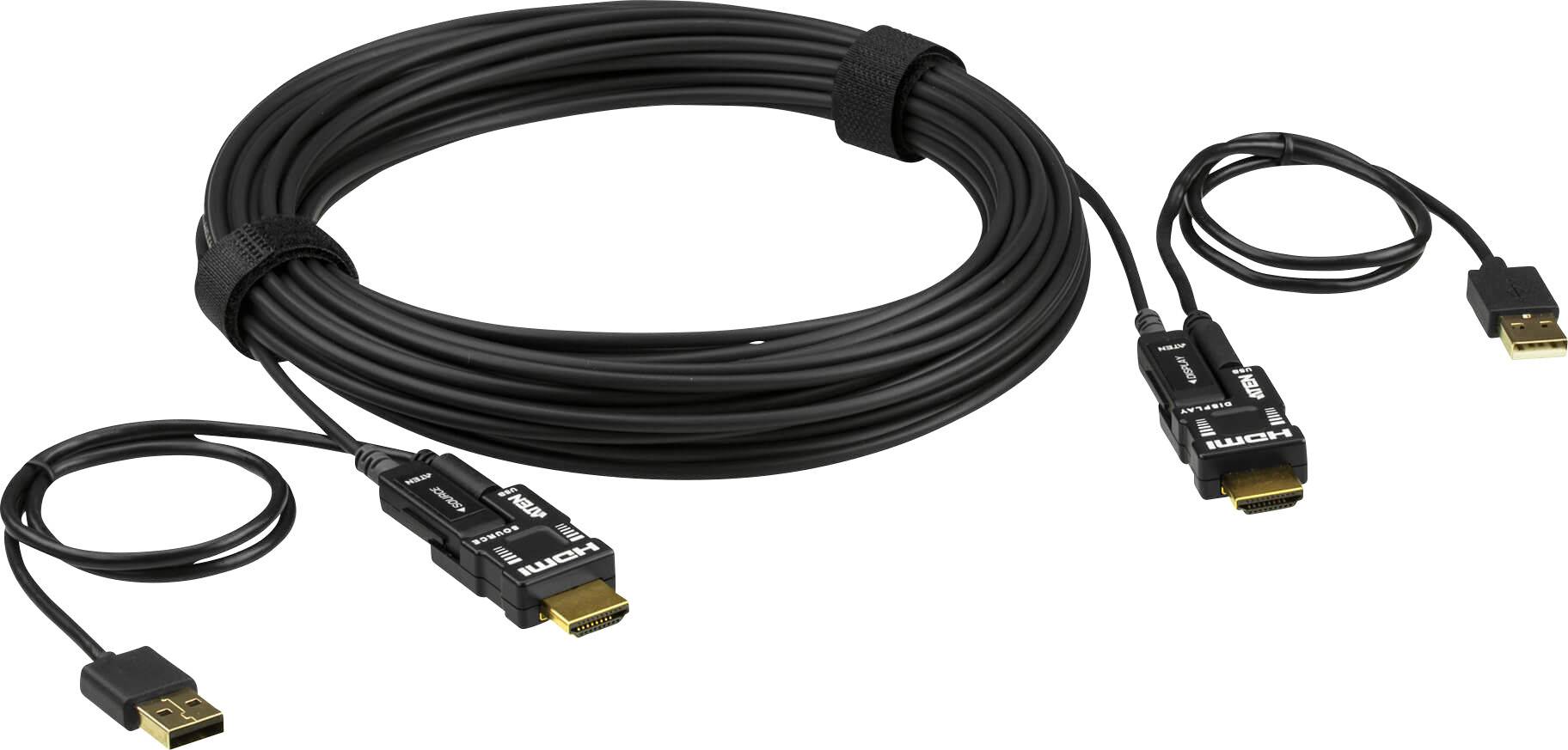 ATEN HDMI Tilslutningskabel HDMI-A-stik, HDMI-A-stik 60.00 m Sort VE7834-AT HDMI-kabel