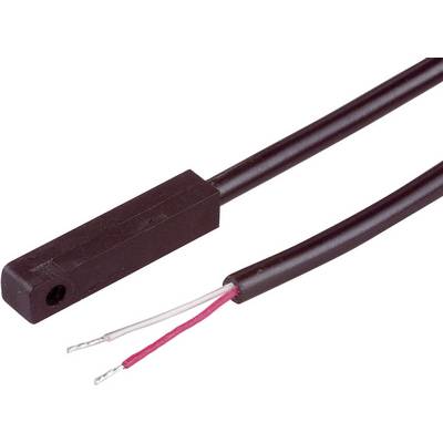 Et sort elektrisk kabel med to afskærmede ledninger, en rød og en hvid, som kan installeres på en rektangulær sensor.