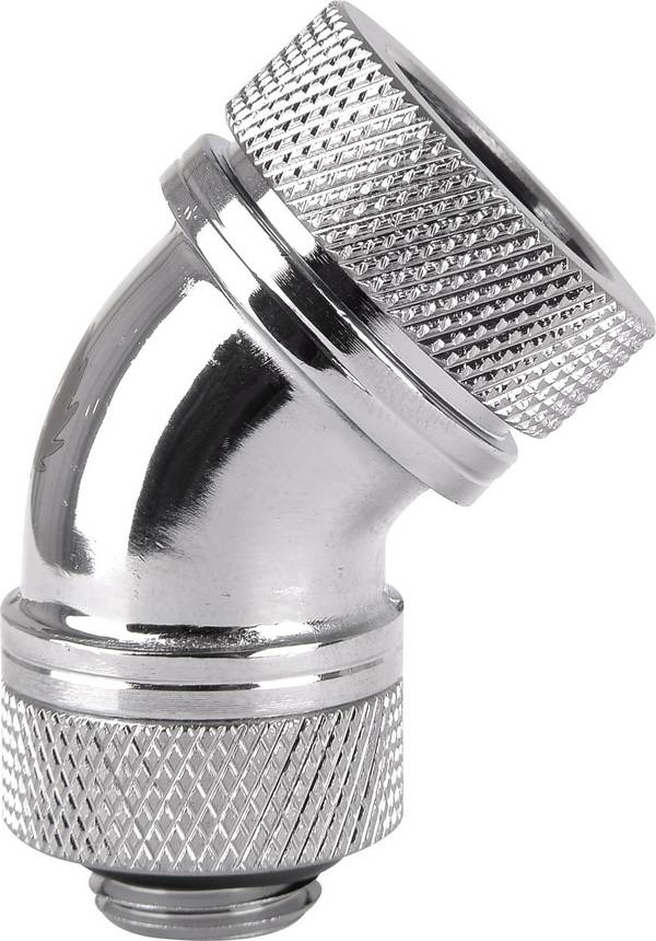 Thermaltake Pacific G1/4 PETG Tube 45-Degree Compression 16mm OD – Chrome Vandkøling-vinkelforbindelse