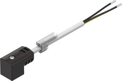 En sort elektrisk sensor med to udgående kabler og en hvid kabelmanchet. Sensoren er kompakt og rektangulær.