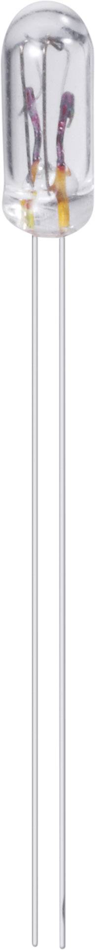 En lille glasrør med to ledninger og indvendige komponenter, typisk for elektroniske komponenter som LED'er.