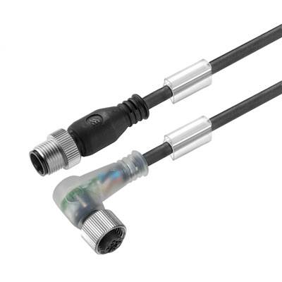 Weidmüller 1004311000 Sensor-, aktuator-stik, M12 Stik, lige, Tilslutning, vinklet 10.00 m Pol-tal (RJ): 4 1 stk