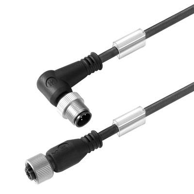 Weidmüller 1057871000 Sensor-, aktuator-stik, M12 Stik, vinklet, Tilslutning, lige 10.00 m Pol-tal (RJ): 3 1 stk
