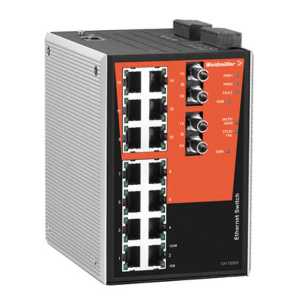 Weidmüller 1241130000 IE-SW-PL16M-14TX-2ST Industrial Ethernet Switch   100 MBit/s PoE-funktion
