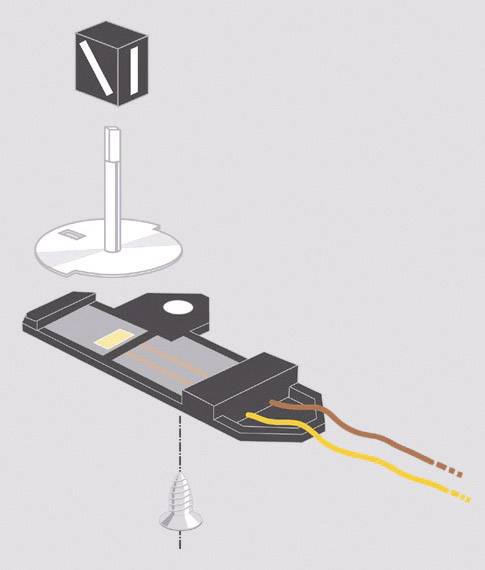 Eksplosionsdiagram over en elektrisk komponent med kabler og forbindelser, som viser strukturen og forbindelsespunkterne.