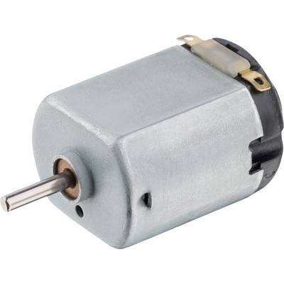 En lille, cylindrisk elektromotor med en fremstående metalaksel, velegnet til modelbyggeri eller små apparater.