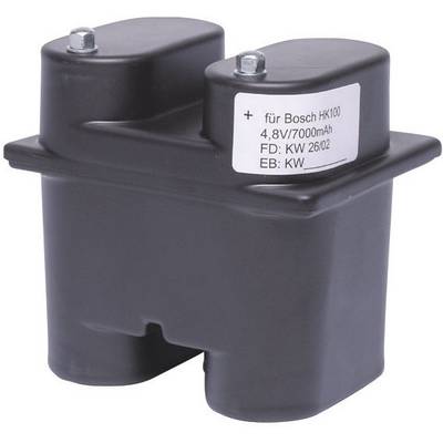 Sort batteri til Bosch HK100, 4,8V/7000mAh, med tekniske specifikationer trykt øverst.