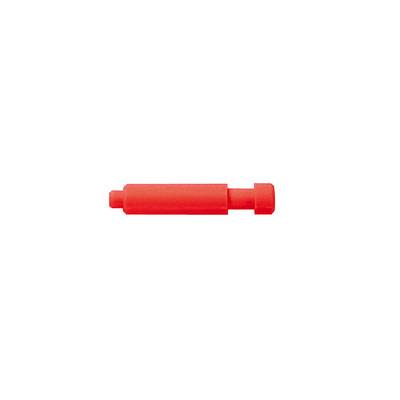 Rød cylinder af plast, placeret vandret.