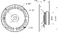 Teknisk tegning af en cylindrisk komponent med diameter- og højdeangivelser. Venstre side viser set oppefra, højre side viser set fra siden.