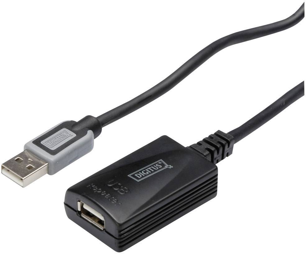 Digitus USB-kabel USB 2.0 USB-A-hanstik 5.00 m Flerfarvet Aktiv med signalforstærkning DA-70130-4-0