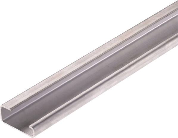 Et metallisk C-profil, der er vist vandret i en let diagonal vinkel uden yderligere kontekstuelle elementer.