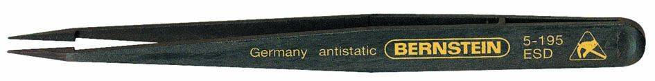 Antistatisk pincet med sort greb, påskrift: 'Germany, antistatic, BERNSTEIN, 5-196 ESD', egnet til følsomme opgaver.