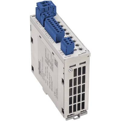 Industriel elektronikmodul med blå tilslutningsklemmer og ventilationsgitter, til styring og automatiseringssystemer.