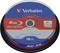 Blu-ray-disk fra Verbatim med 25 GB lagring, genbrugbar, BD-RE, 2x hastighed, 10-pak, blå design.