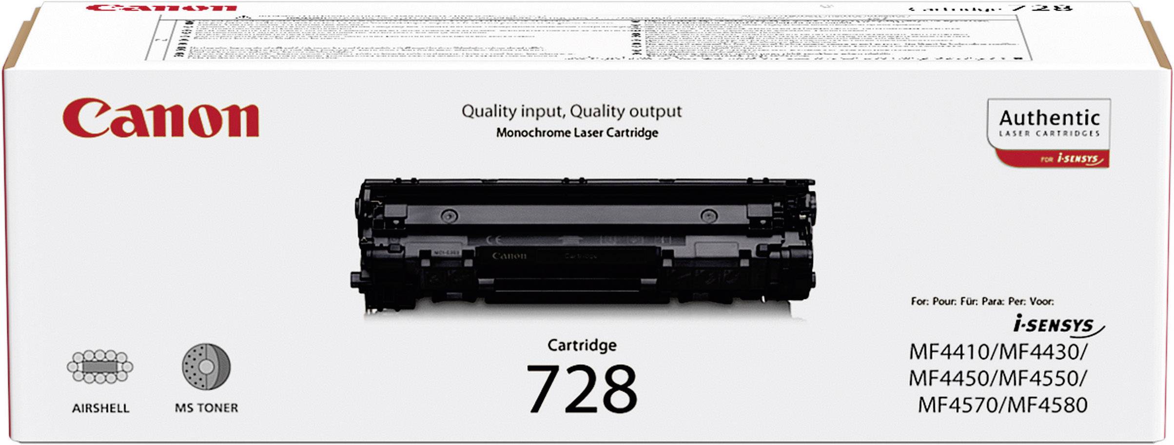 Kartonindpakning til Canon 728 toner til monokrome laserprintere, kompatibel med modellerne MF4410, MF4430, MF4450, MF4570, MF4580.
