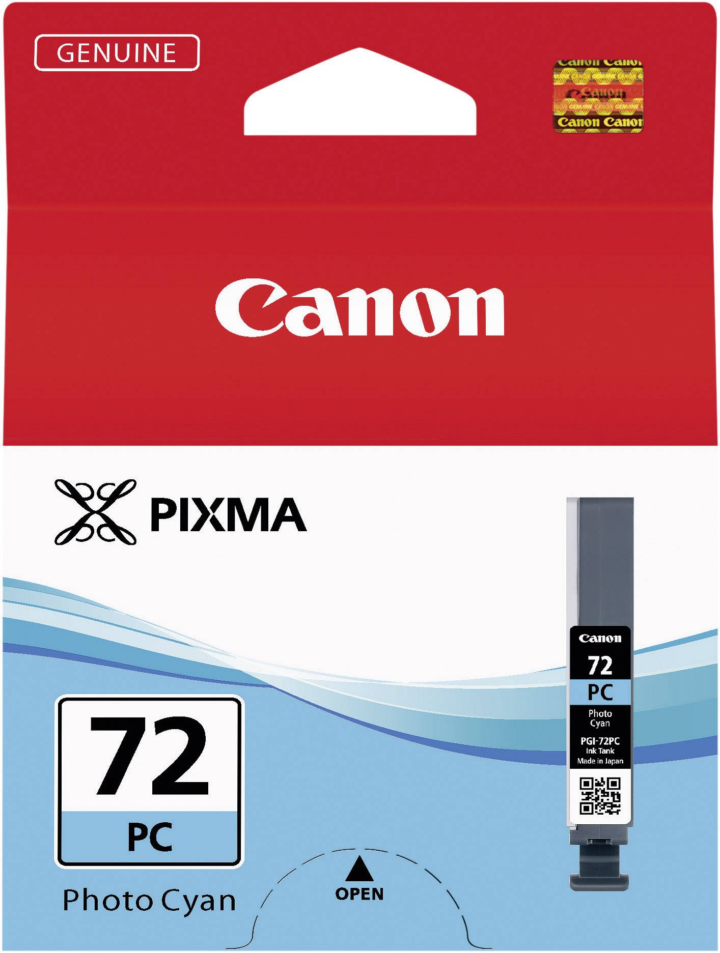 Canon PIXMA fotoskriver-blækpatron 72, farve Foto Cyan, med original emballage.
