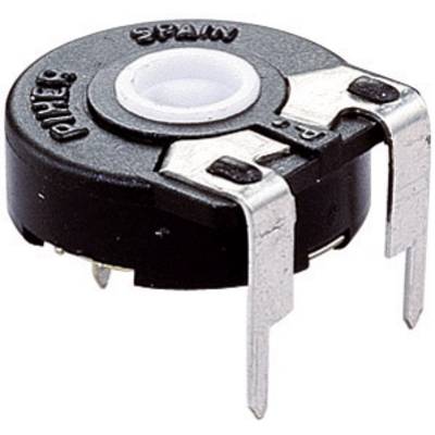 En rund, sort drejepotentiometer med to fremstående metalstik.