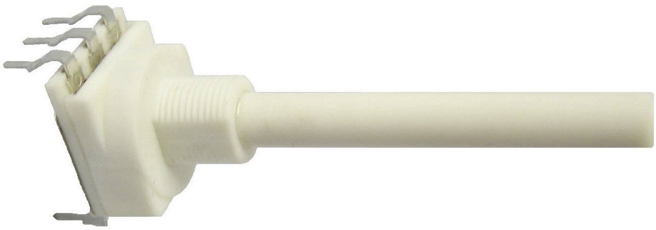 Hvid plastik sensor med stikben på venstre side, cylindrisk form, bruges i elektroniske applikationer.