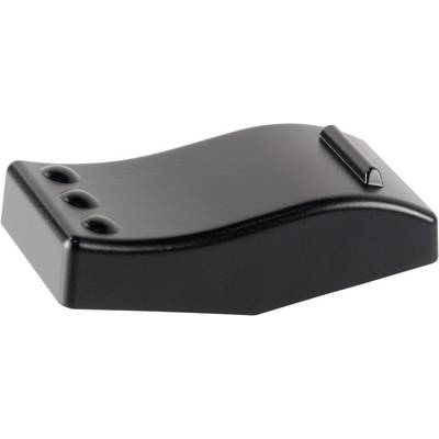 Sort ergonomisk håndledsstøtte til computermuse med buet form og skridsikker underside.