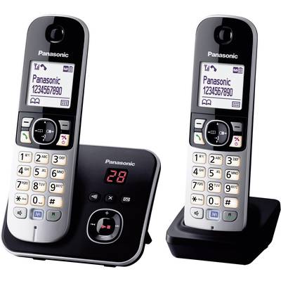 Panasonic KX-TG6822 Duo DECT, GAP Trådløs telefon analog Telefonsvarer, Håndfri tale Sort, Sølv