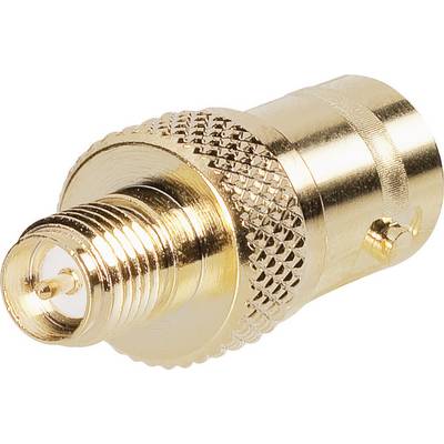 Gylden koaksialadapter med gevindskrue og riflet overflade for sikkert greb.
