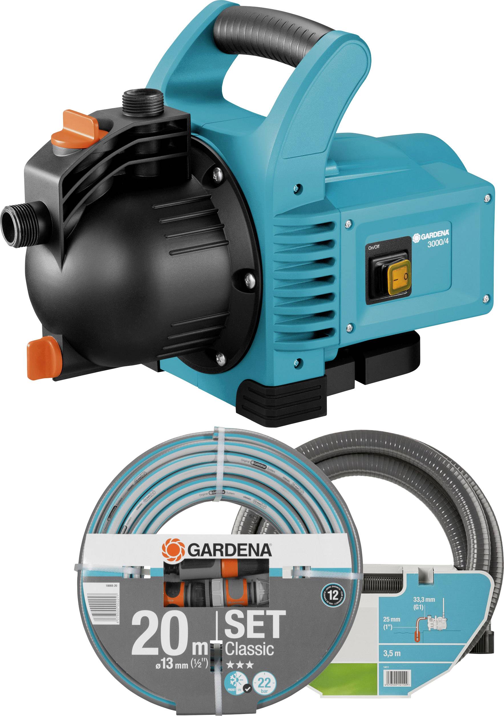 GARDENA 3000/4 Havepumpe Sæt 3100 l/h 36 m